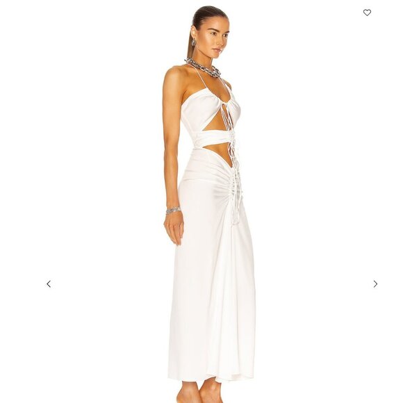 NWT Christopher Esber Disconnect Ruched Halter Dress in Natural size 4 - Picture 2 of 11